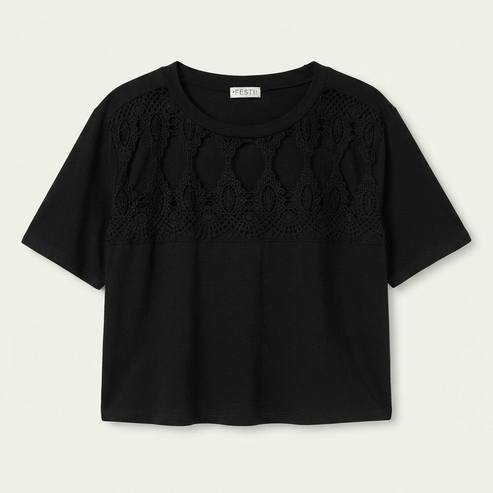 Torrid Womens 1X Boho Goth Witchy Grunge Festi Crochet Cutout Boxy Crop Top